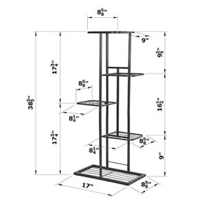 MTB 5 Tier Metal Plant Stand for Indoor Outdoor Flower Pot Display Planter Shelf, Charcoal Grey