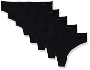 calvin klein women's invisibles seamless thong panties, 5 pack, black 5 pack, medium