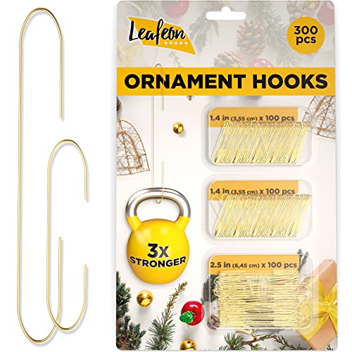 300 Pack Ornament Hooks for Christmas – Essential Christmas Ornament Hangers – Perfect Xmas Ornament Hangers for Christmas Tree Decoration (Gold)