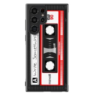 cassette tape black red personalized black rubber phone case compatible with samsung galaxy s23 s23+ ultra s22 s22+ s21 s21fe s21+ s20fe s20+ s20 note 20 s10 s10+ s10e