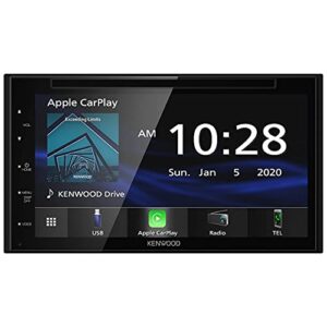 kenwood ddx5707s double din dvd car stereo with apple carplay and android auto, 6.8 inch touchscreen, bluetooth, backup camera input, subwoofer out, usb port, a/v input, fm/am car radio
