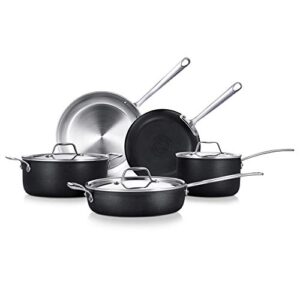 nutrichef kit 8-piece 4-ply kitchenware pots & pans set stylish kitchen cookware w/cast stainless steel handle