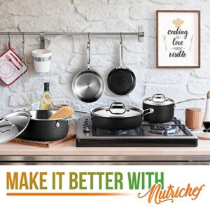 NutriChef Kit 8-Piece 4-Ply Kitchenware Pots & Pans Set Stylish Kitchen Cookware w/Cast Stainless Steel Handle