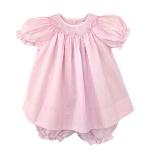 petit ami baby girls' bishop zig-zag smocked dress, 3 months, pink