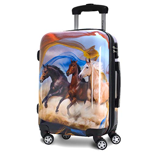 Chariot Printed Expandable Hardside Spinner Luggage Set, Mustang Horse, 3-Piece (20/24/28)