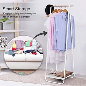 JEFEE Narrow Clothes Rack - Simple Garment Rack with Shelf 1-Tier Coat Clothing Organizer Storage for Small Space, Entryway, Bedroom, White…