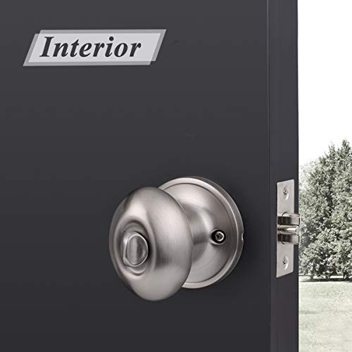 Probrico Keyed Entry Door Knobs with Lock & Keys Oval Egg Door Handles Brushed Nickel Finish Exterior Front Door Lockset Stainless Steel Fir for Entrance Door 1 Pack