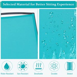 Giantex Patio Bench Glider Chair with Metal Frame, Center Tempered Glass Table, Outside Double Rocking Swing Loveseat for Porch, Garden, Poolside, Balcony, Lawn Rocker Outdoor Glider Bench(Turquoise)