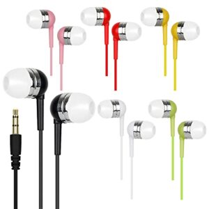 hi world zxqzym 30 packs bulk earbud headphones for classroom kids,wholesale earphones individually bagged for students,school,library,museums（multi color）