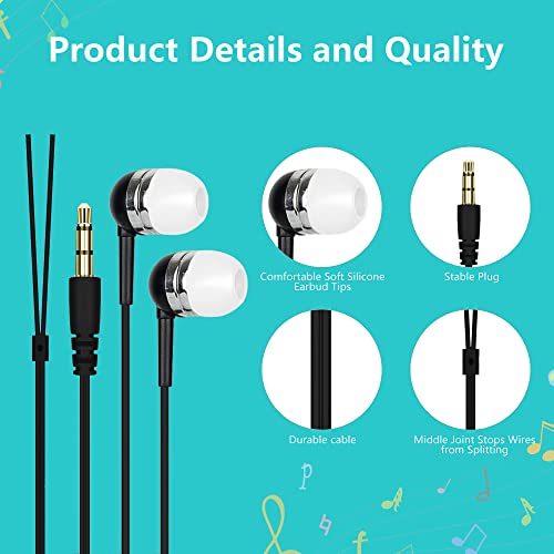 Hi world ZXQZYM 30 Packs Bulk Earbud Headphones for Classroom Kids,Wholesale Earphones Individually Bagged for Students,School,Library,Museums（Multi Color）
