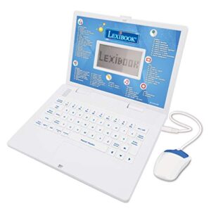 lexibook jc598i1_01 educational and bilingual laptop french/english-toy for children with 124 activities to learn mathematics, dactylography, logic, clock reading, play games and music