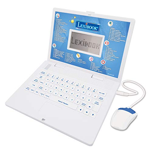 LEXiBOOK JC598i1_01 Educational and Bilingual Laptop French/English-Toy for Children with 124 Activities to Learn Mathematics, Dactylography, Logic, Clock Reading, Play Games and Music