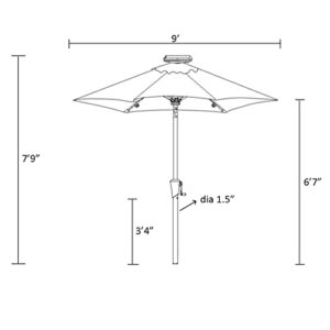 C-Hopetree 9 ft Outdoor Patio Market Table Umbrella with Solar LED Lights and Tilt, Taupe