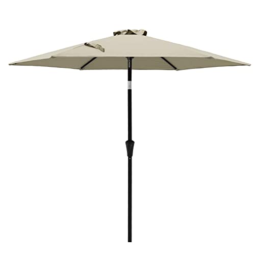 C-Hopetree 7.5 ft Outdoor Patio Market Table Umbrella with Tilt, Taupe