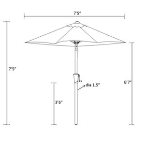 C-Hopetree 7.5 ft Outdoor Patio Market Table Umbrella with Tilt, Taupe