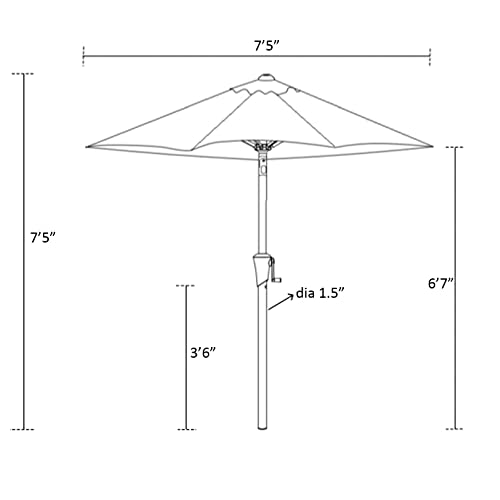 C-Hopetree 7.5 ft Outdoor Patio Market Table Umbrella with Tilt, Taupe