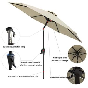 C-Hopetree 7.5 ft Outdoor Patio Market Table Umbrella with Tilt, Taupe