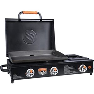blackstone 1860 on the go range top combo with hood & handles heavy duty flat top bbq griddle grill station for kitchen, camping, outdoor, tailgating 22 inch black