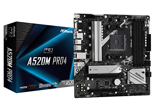 ASRock A520M Pro4 AMD Ryzen 3000/4000 Series (Soket AM4) Compatible with A520 Chipset, Micro ATX Motherboard [Domestic Authorized Dealer Product]