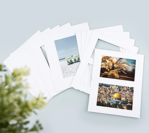 Golden State Art, Pack of 10 White Picture Mats, 5 Pcs 8x10 Mats for 5x7 Photos and 5 Pcs 8x10 Mat for 2 4x6 Photos - Bevel Cut, White Core - Great for Pictures, Photos, Frames, Artworks, Prints