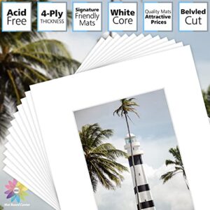 MBC Mat Board Center, Set of 12 8x10 White Picture Mats for 5x7 Photos - Includes Pre-Cut White Picture Mats, Backing Boards and Clear Bags - 1/16" Thick, White Color