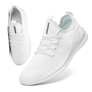 fujeak men running shoes men casual breathable walking shoes sport athletic sneakers gym tennis slip on comfortable lightweight shoes a white