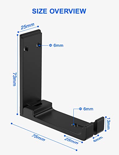 Link Dream Foldable Headphone Hanger Headphone Stand Aluminum Headset Hook Holder Mount Strong 3M Adhesive Headphone Hanger Mount with Cable Organizer for All Headphones - Space Saving Design (Black)