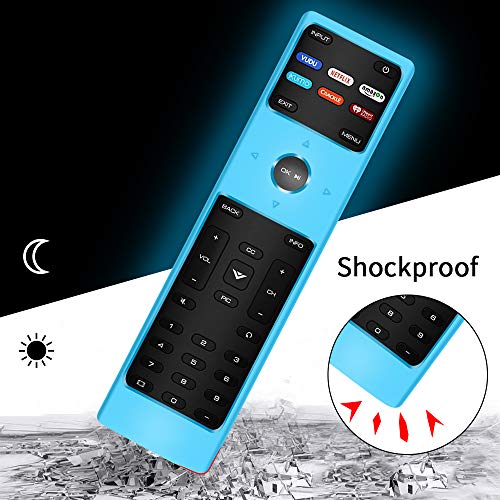 2 Pack Silicone Protective Case Cover for New XRT136 Vizio Smart LCD LED TV Remote Control,Shockproof XRT136 Vizio Remote Replacement Case,Soft Durable Remote Bumper Back Covers-Glowblue+Glowgreen