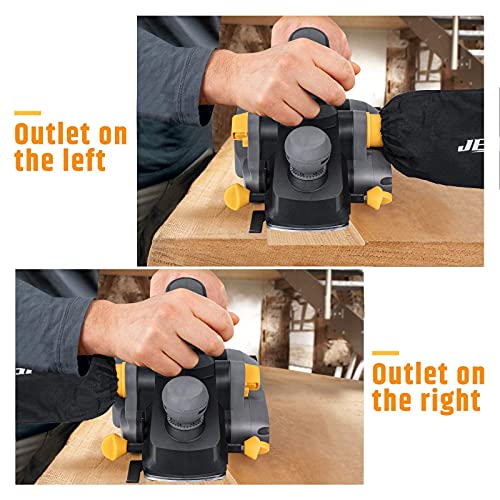 Electric Planer, JELLAS 7.5-Amp 16500 Rpm Power Hand Planer, 3-1/4 Inch Cut Width, Dual-dust out System, Dual-handle Design, Blade Protector, 2 Reversible HSS Blades and 2 Carbon Brushes, EP01