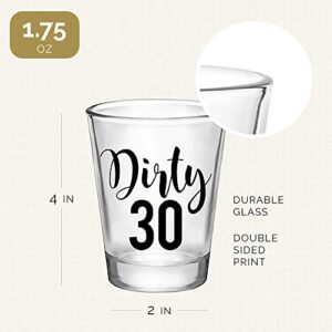 Dirty 30 Shot Glasses 30th Birthday Party Favors, Dirty Thirty Birthday Decorations for Her and Him, Reusable Drinking Cup, Set of 12 Party Favor Dirty 30 Birthday Gifts for Men or Women, 1.75 oz