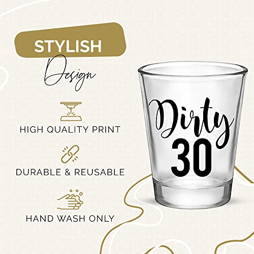 Dirty 30 Shot Glasses 30th Birthday Party Favors, Dirty Thirty Birthday Decorations for Her and Him, Reusable Drinking Cup, Set of 12 Party Favor Dirty 30 Birthday Gifts for Men or Women, 1.75 oz