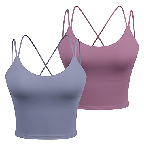 Women's Longline Sports Bra Pack Padded Yoga Tank Top Workout Fitness Running Camisole Crop Top