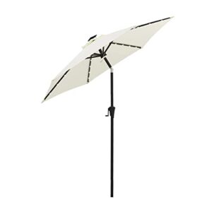flame&shade 7.5 ft solar powered outdoor market patio table umbrella with led lights and tilt, ivory