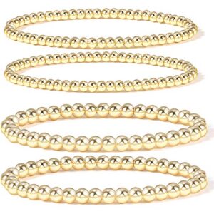 Elegance 11 designs 14K Gold Plated Bead Ball Bracelet Stretchable Elastic Gold Beaded Bracelets for Women