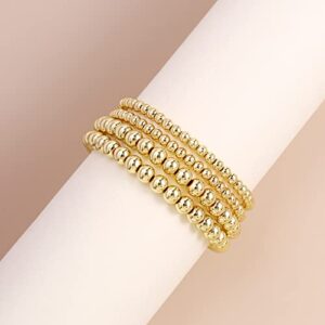 Elegance 11 designs 14K Gold Plated Bead Ball Bracelet Stretchable Elastic Gold Beaded Bracelets for Women