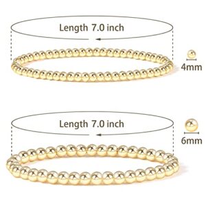 Elegance 11 designs 14K Gold Plated Bead Ball Bracelet Stretchable Elastic Gold Beaded Bracelets for Women