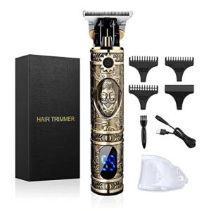hair clippers for men, professional hair trimmer zero gapped t-blade trimmer cordless rechargeable edgers clippers electric beard trimmer shaver hair cutting kit with lcd display gifts for men