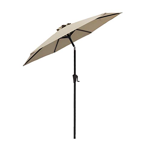 FLAME&SHADE 7.5 ft Outdoor Market Patio Table Umbrella with Tilt, Taupe