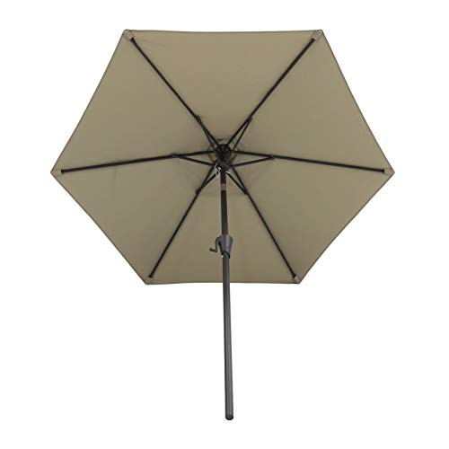 FLAME&SHADE 7.5 ft Outdoor Market Patio Table Umbrella with Tilt, Taupe