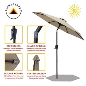 FLAME&SHADE 7.5 ft Outdoor Market Patio Table Umbrella with Tilt, Taupe