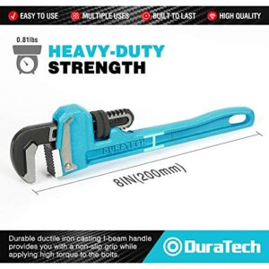 DURATECH 8-Inch Heavy Duty Pipe Wrench, Adjustable Plumbing Wrench, Malleable Cast Iron Handle, Exceed GGG standard