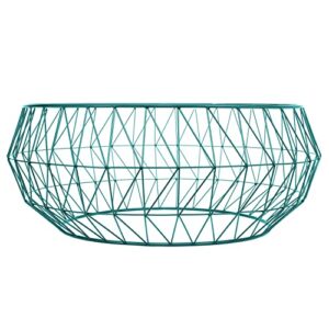 leisuremod malibu modern geometric base round glass top coffee table, blue