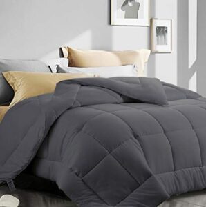 ashomeli california king comforter,cooling comforter for night sweats,all season down alternative comforter,quilted comforter with corner tabs (dark grey,california king,96"x104")