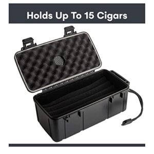 Pardo Cigar Travel Humidors with Built-in Humidifier Disc - Holds up to 15 Cigars - Airtight, Waterproof, Portable & Durable Humidor Cigar Box - Cigar Accessories Ideal Valentines Day Gifts for Him