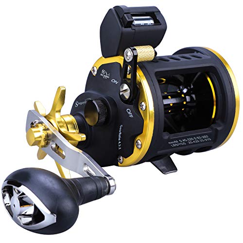 Sougayilang Line Counter Fishing Reel Conventional Level Wind Trolling Reels-TRA 30L