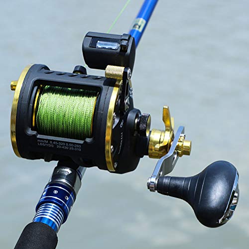 Sougayilang Line Counter Fishing Reel Conventional Level Wind Trolling Reels-TRA 30L