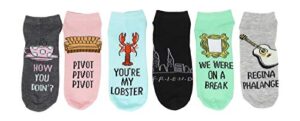 hyp friends television series juniors/womens 6 pack ankle socks