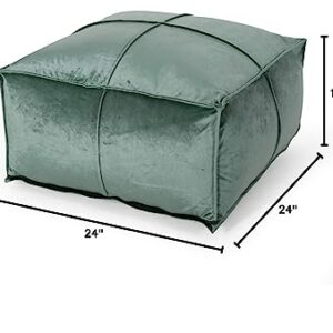 Christopher Knight Home Harrison Modern Glam Velvet Square Bean Bag Ottoman, Turquoise