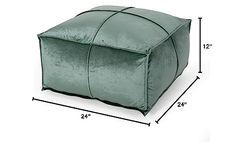 Christopher Knight Home Harrison Modern Glam Velvet Square Bean Bag Ottoman, Turquoise