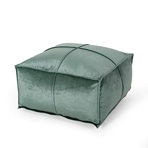 Christopher Knight Home Harrison Modern Glam Velvet Square Bean Bag Ottoman, Turquoise